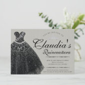 Invitation Black Sparkle, robe Quinceañera (Debout devant)