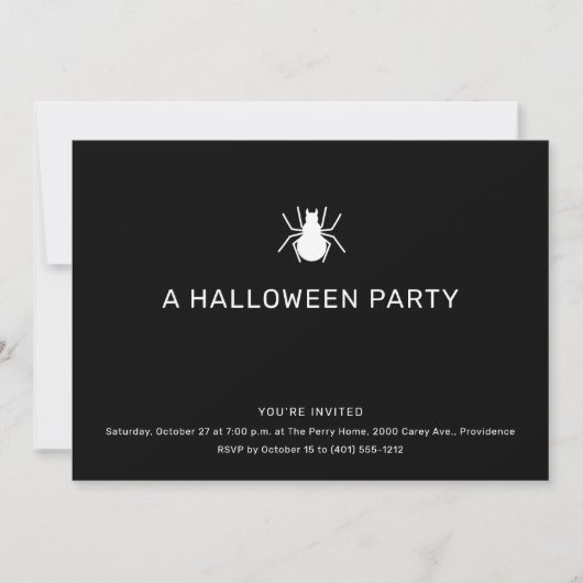 Invitation Black Spider Halloween Party (Devant)