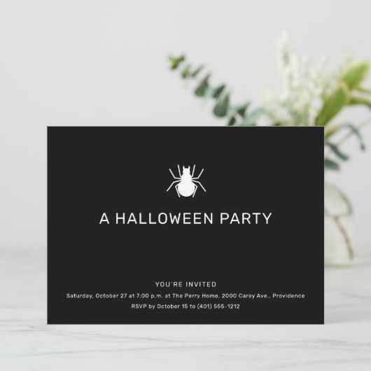 Invitation Black Spider Halloween Party (Debout devant)