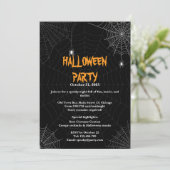 Invitation Black Spider Web Typographie Halloween Party (Debout devant)