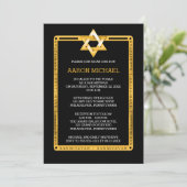 Invitation Black | Star de ton or de David Bar Mitzvah (Debout devant)