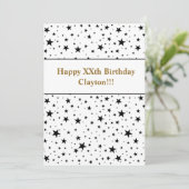 Invitation Black Stars Avec Message Anniversaire (Debout devant)