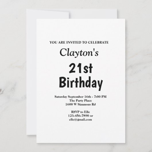 Invitation Black Stars Avec Message Anniversaire (Dos)