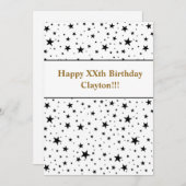 Invitation Black Stars Avec Message Anniversaire (Devant / Derrière)