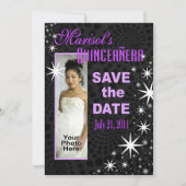 Invitation Black Stars Quinceañera (Devant)