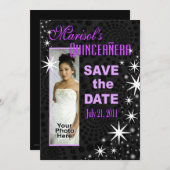 Invitation Black Stars Quinceañera (Devant / Derrière)