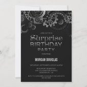 Invitation Black Steampunk Surprise Anniversaire (Devant)