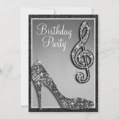 Invitation Black Stiletto & Treble Clef Anniversaire (Devant)