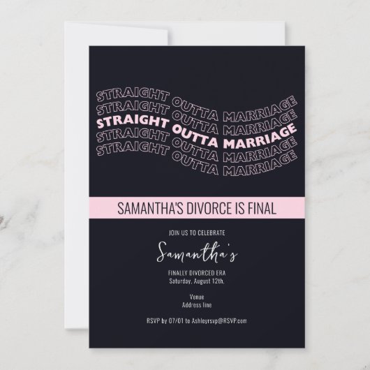 Invitation Black Straight Outta Mariage Parti Divorcé (Devant)