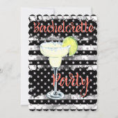Invitation Black Stried Margarita Bachelorette Party (Devant)