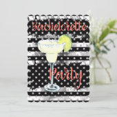 Invitation Black Stried Margarita Bachelorette Party (Debout devant)