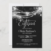 Invitation Black String Lights 18e fête d'anniversaire (Devant)