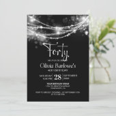 Invitation Black String Lights 40e fête d'anniversaire (Debout devant)