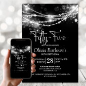 Invitation Black String Lights 55e fête d'anniversaire