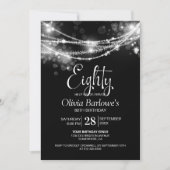 Invitation Black String Lights 80e fête d'anniversaire (Devant)