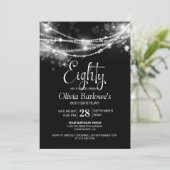 Invitation Black String Lights 80e fête d'anniversaire (Debout devant)