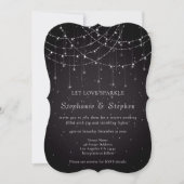 Invitation Black String Lights QR Code Mariage festif (Devant)
