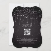 Invitation Black String Lights QR Code Mariage festif (Dos)