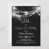 Invitation Black String Lights Surprise 18e fête d'anniversai (Devant)