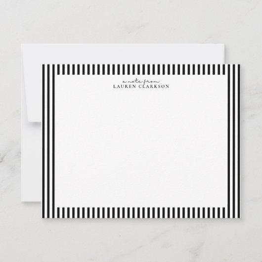 Invitation Black Stripe Border Note Card (Devant)