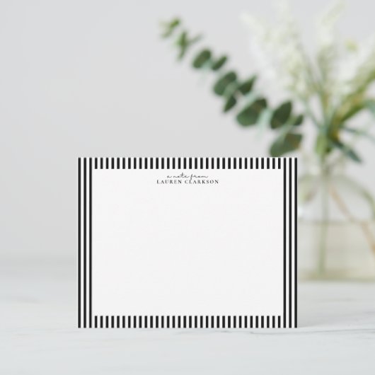 Invitation Black Stripe Border Note Card (Debout devant)