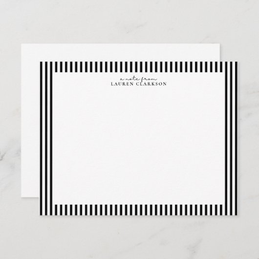 Invitation Black Stripe Border Note Card (Devant / Derrière)