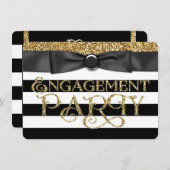 Invitation Black Stripe Gold Parties scintillant (Devant / Derrière)