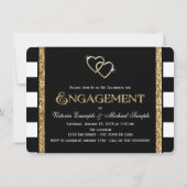 Invitation Black Stripe Gold Parties scintillant (Dos)