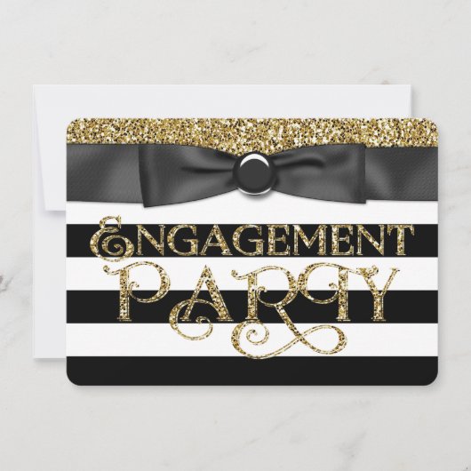Invitation Black Stripe Gold Parties scintillant (Devant)