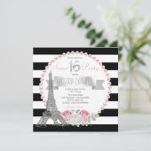 Invitation Black Stripe Paris Sweet 16 Party (Debout devant)