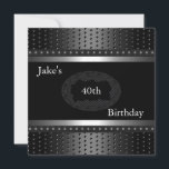 Invitation Black Studs 40th Birthday Party Silver Mens<br><div class="desc">Black Studs 40th Birthday Party Silver Mens Invitation. Elegant Classy Toutes les occasions Fête d'anniversaire invitations Modèle</div>