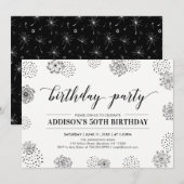 Invitation Black Stylish Moderne 50e fête d'anniversaire adul (Devant / Derrière)