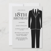 Invitation Black Suit & Cravate Mens 18e fête d'anniversaire (Devant)