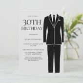 Invitation Black Suit & Cravate Mens 30e fête d'anniversaire (Debout devant)