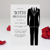 Invitation Black Suit & Cravate Mens 50e fête d'anniversaire
