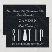 Invitation Black Suitup Serez-vous mon meilleur (Devant / Derrière)