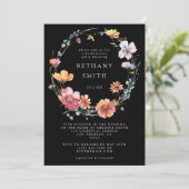 Invitation Black Summer Fleur sauvage Bachelorette Party (Debout devant)