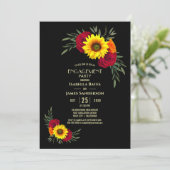 Invitation Black Sunflower Bourgogne Rose (Debout devant)