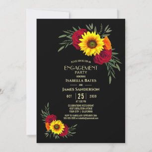Invitation Black Sunflower Bourgogne Rose