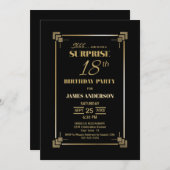 Invitation Black Surprise moderne 18e fête d'anniversaire (Devant / Derrière)