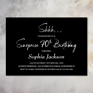 Invitation Black Surprise moderne 70e anniversaire
