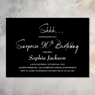 Invitation Black Surprise moderne 90e anniversaire