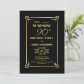 Invitation Black Surprise moderne 90e anniversaire (Debout devant)