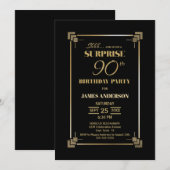 Invitation Black Surprise moderne 90e anniversaire (Devant / Derrière)