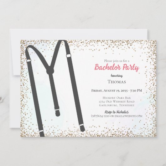 Invitation Black Suspendants Bachelor Party (Devant)