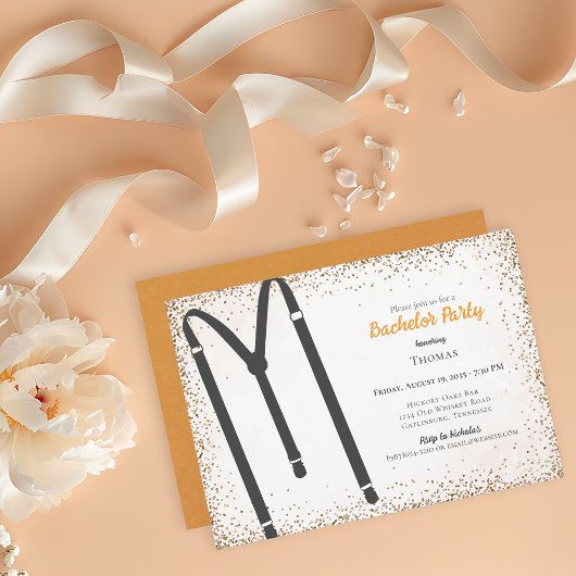 Invitation Black Suspendants Parties scintillant Bachelor Par