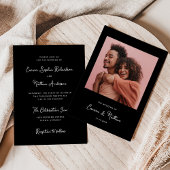 Invitation Black Sweet et Whimsical | Mariage photo simple
