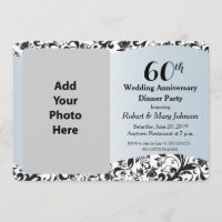 Black Swirl & Blue 60th Mariage Anniversaire Photo