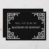 Invitation Black Swirl Border Serez-vous mon maître d'honneur (Devant / Derrière)