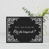 Invitation Black Swirl Bordure Mignonne Serez-Vous Ma Femme D (Debout devant)